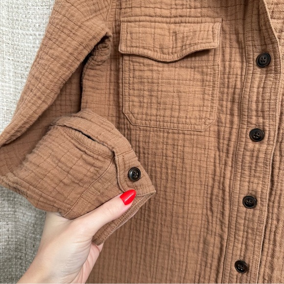 Madewell Button Up Long Sleeve Cotton Shirt Camel Brown Size XXS Natural Fibers - Picture 4 of 9